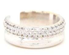 18kt White gold white sapphire Pave C shape ring