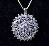 Purple Stone Cluster Necklace in Sterling Silver 9grams 18inch