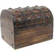 Seafarer's Wooden Treasure Chest with Lock and Key