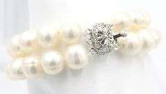 SOLSet of white freshwater pearl double strand necklace and matching bracelet