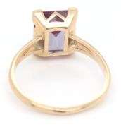 10kt Yellow gold emerald cut amethyst ring