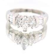 Platinum Marquise 3 Stone Diamond Engagement Ring