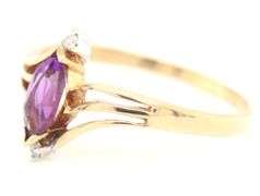 10kt Yellow gold marquise amethyst ring