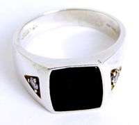 Men's Sterling & Onyx Ring, Size 13