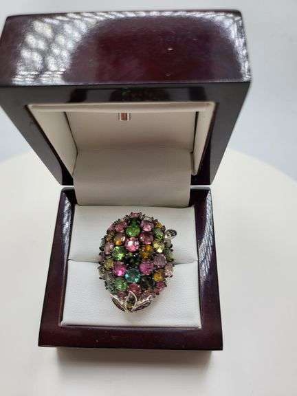 Extremely fine Victorian natural multi sapphire, diamonds ring on silver