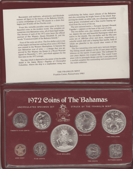 Superb 1972 Bahamas 9-pc Proof Set from Franklin Mint