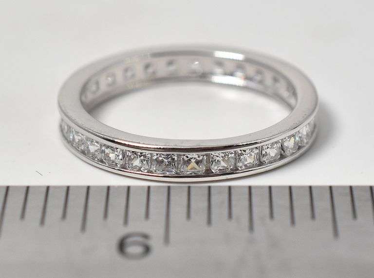 CZ Gemstone Band Ring in Sterling Silver
