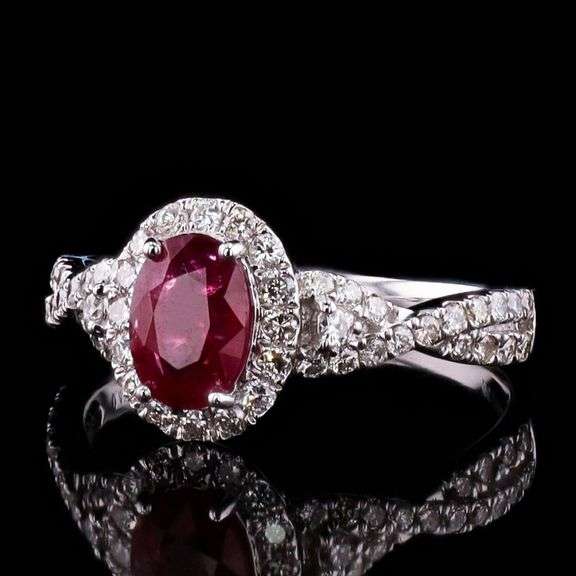 PLATINUM RUBY AND DIAMOND RING 1.63 C.T.W.
