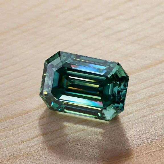 Large 6.4 Ct Paraiba Green Emerald Cut Fire Moissanite Solitaire