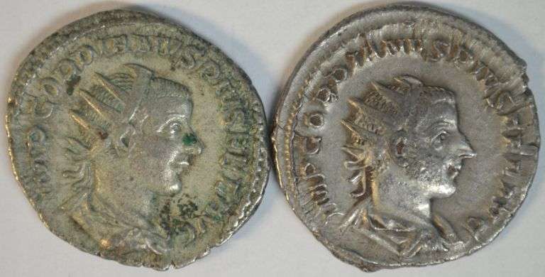 2 Well-matched Gordian III Roman Silver Antoninianus coins, 238-244 AD
