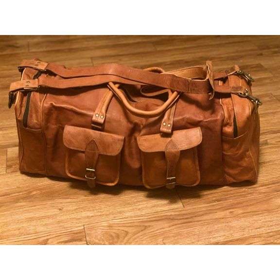 Large Full Grain Leather Duffel Bag