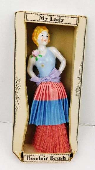 Vintage Half Doll Boudoir Brush in Box