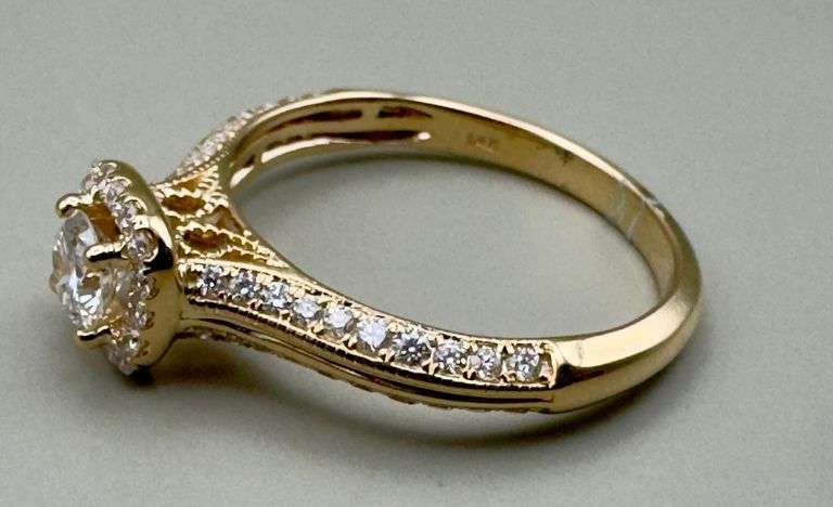 14K White Gold Round Brilliant Cut 1 Carat Diamond Ring