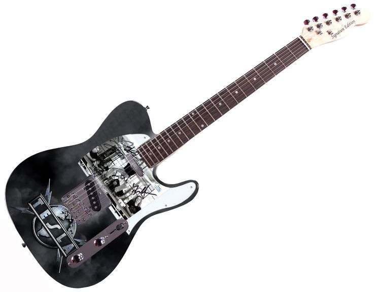 Tesla Band Autographed Custom Graphics Guitar ACOA