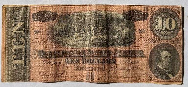 $ 10 Feb 17 1864 Series CSA Note