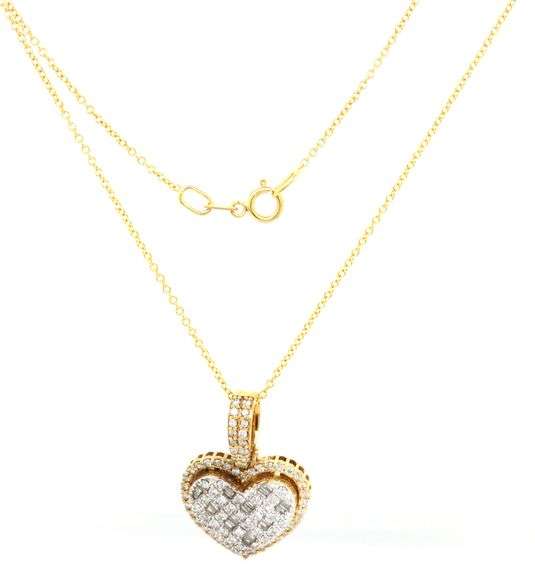 14kt Yellow gold Dadwani diamond heart shaped pendant on chain