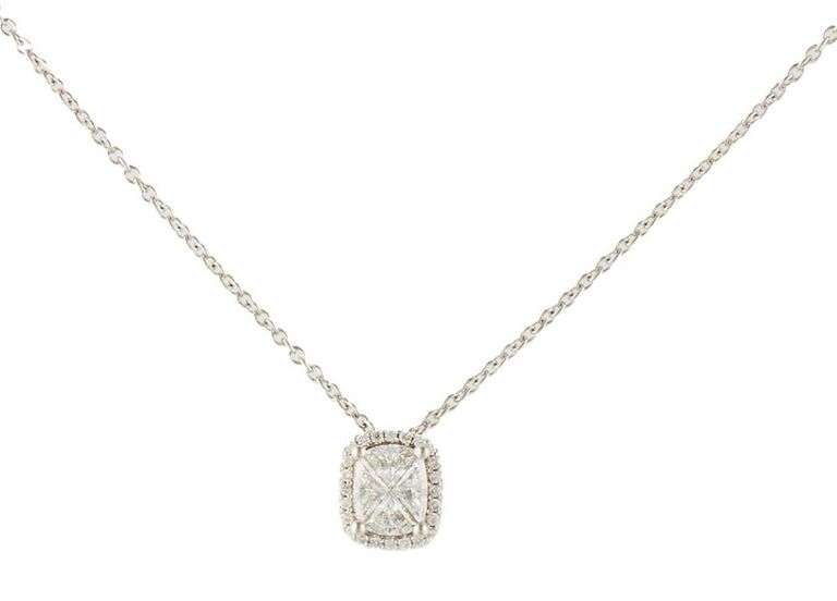 1.00ctw Diamond Mosaic Set Frame Pendant Necklace in 14K