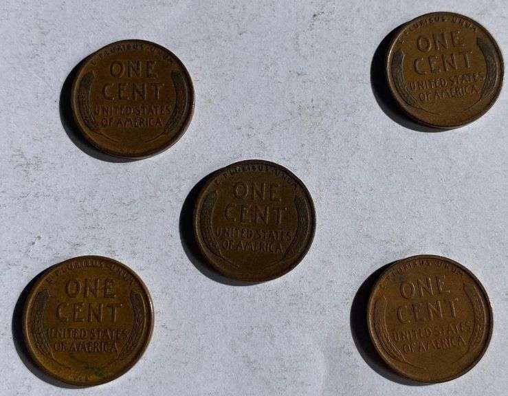 5 Sharper 1909 VDB Type Lincoln Cents.
