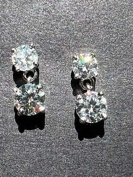 Sparkling White 3.25 Ctw  Lab Simulated Diamond Drop  Earrings