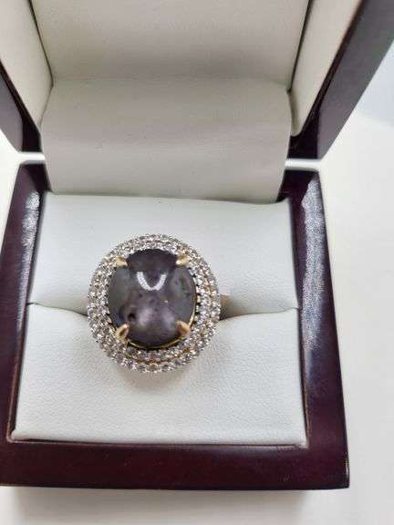 Natural star ruby 15ctw with sapphire accent set in silver ring