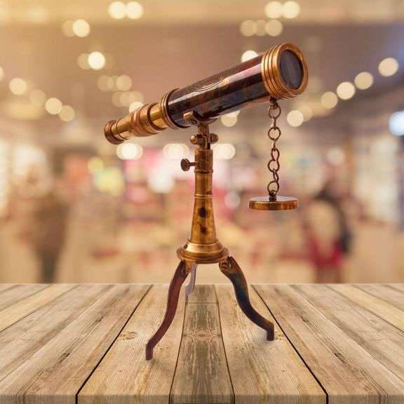 Brass Twin-Barrel Spyglass Telescope with Stand