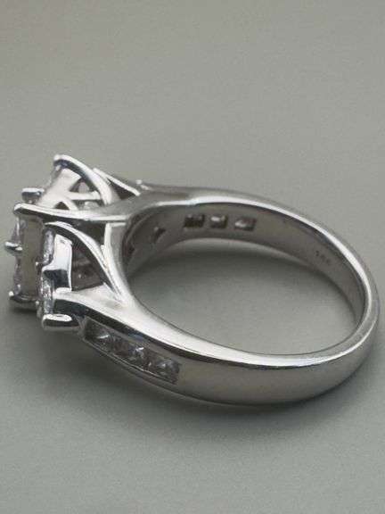 14K White Gold Trillion & Princess Cut 2.50 Carat Diamond Ring