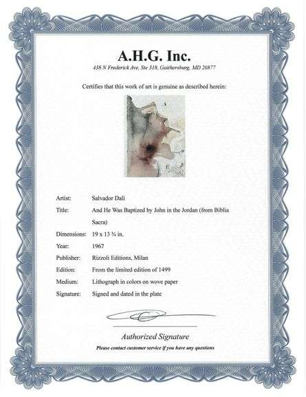 Highly Collectible and Rare Salvador Dali Original Llithograph from the 'Biblia Sacra' Suite