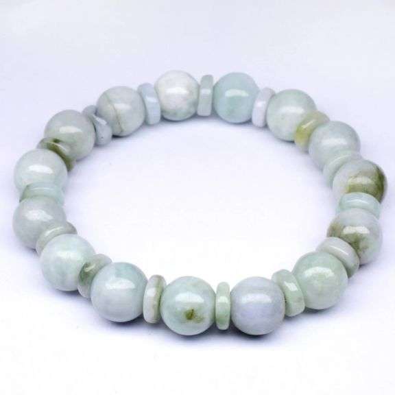 Elegant yet understated 173.55ct sage gray Burmese Jade bracelete