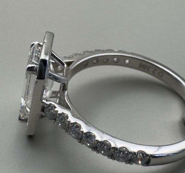 14K White Gold Emerald Cut 2.4 Carat Lab Diamond Ring