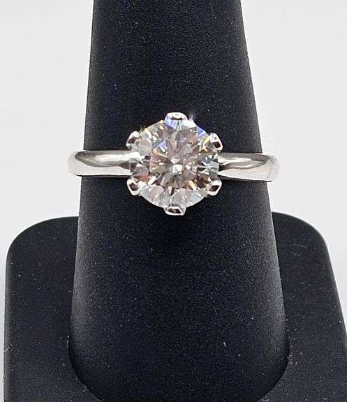 Ladies 14 K White Sparkling 5 Ct White Simulated Lab Diamond Ring