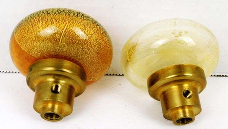 2 Vintage Murano Art Glass Door Knobs