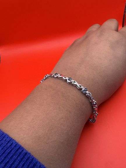 14K White Gold Sapphires and Diamond Tennis Bracelet