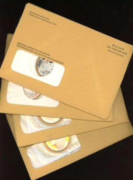 4 Different 1976 Internation Society of Postmasters Silver Medallic First Day Covers in Original Env