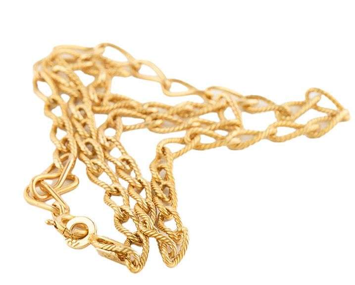 4.0MM Textured Fancy Oval Link Chain Necklace in 18K