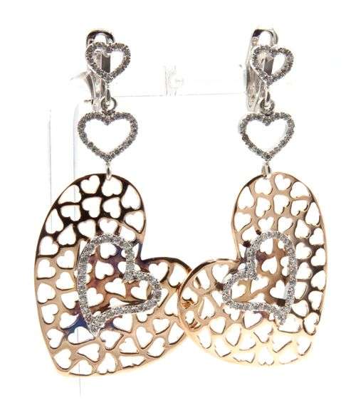 18kt Yellow gold 0.50ctw multi heart drop diamond earrings
