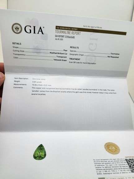 GIA Certified 3.60 CT Tourmaline