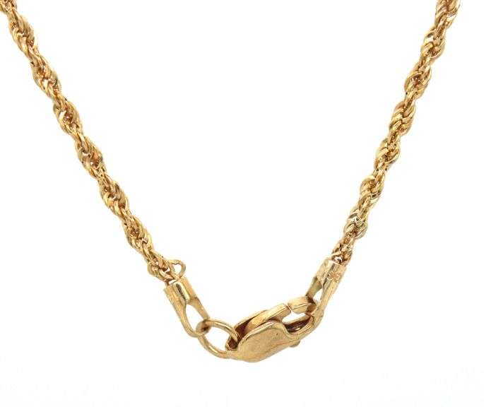 14kt Yellow gold rope chain necklace