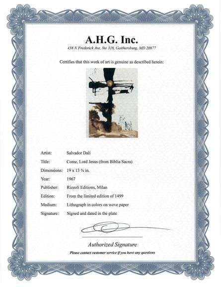 Highly Collectible and Rare Salvador Dali Original Llithograph from the 'Biblia Sacra' Suite