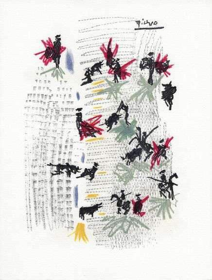 Rare Pablo Picasso Woodcut on Arches Paper from Chant Funèbre pour Ignacio Sánchez Mejías, 1976