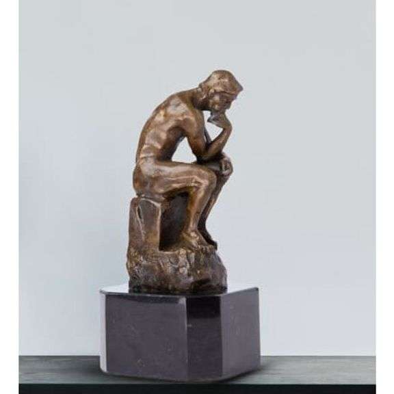 The Thinker in Bronze with Marble Base