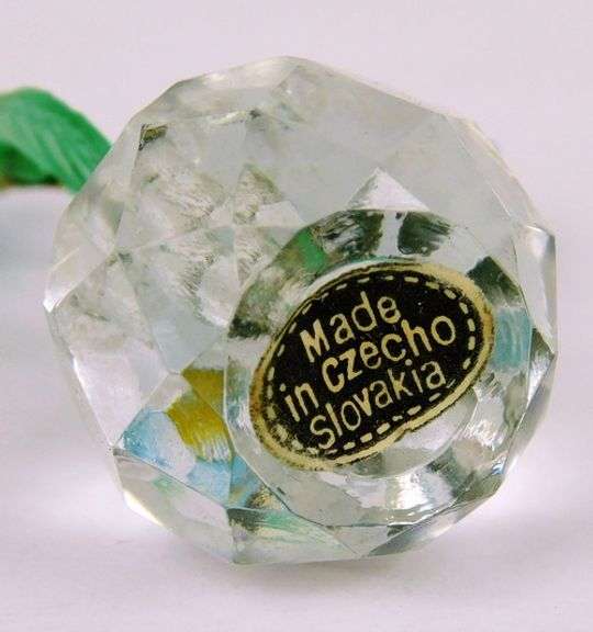 5 Antique Czech Glass Forget-Me-Not Place Card Holders
