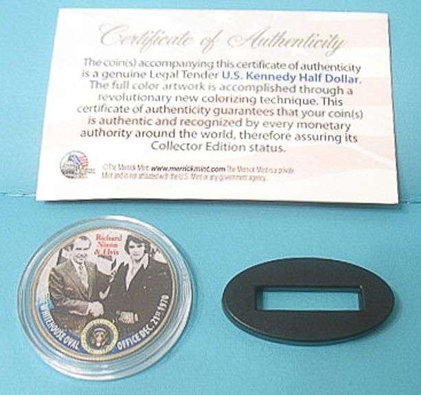 ELVIS MEETS NIXON COLORIZED HALF DOLLAR, NEW