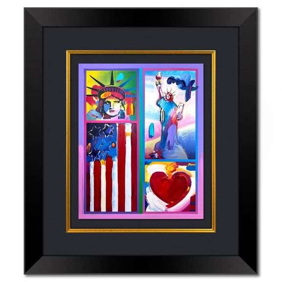 2 Liberties, Flag and Heart by Peter Max