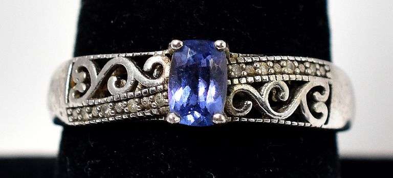 Amethyst and Diamond Ring in Sterling Silver