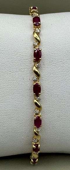 14K Yellow Gold Ruby and Diamond Tennis Bracelet