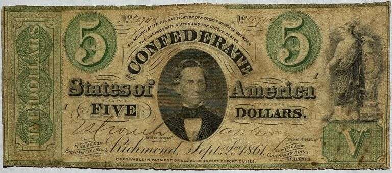 Early CSA $5 Sept 2 1861 Note