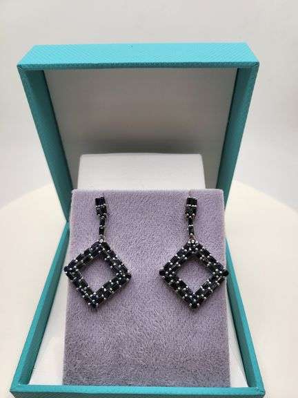 Very high quality hand made black onyx on silver earrings