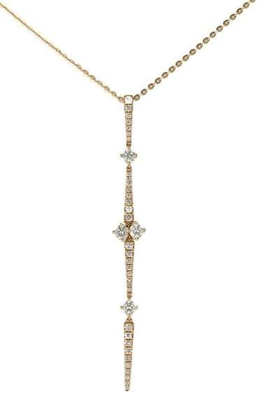 New 0.75ctw Diamond Multi Station Dagger Pendant Necklace in 14K