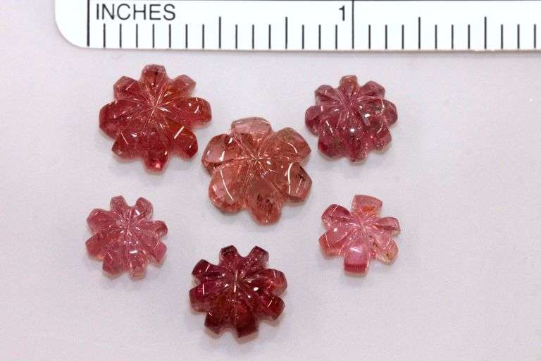 Natural Carved Pink Tourmaline - Lot of 6