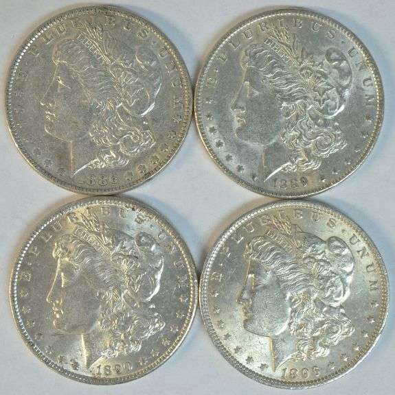 Well struck and brilliant 1886 to 1896 Morgan Silver Dollars. All different